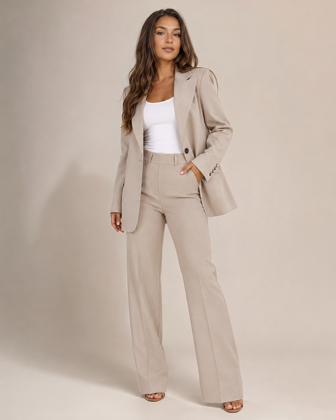 Nadine - Damespak met getailleerde blazer en rechte broek