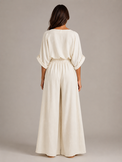 Usoa - Tweedelige one-shoulder set met wijde broek