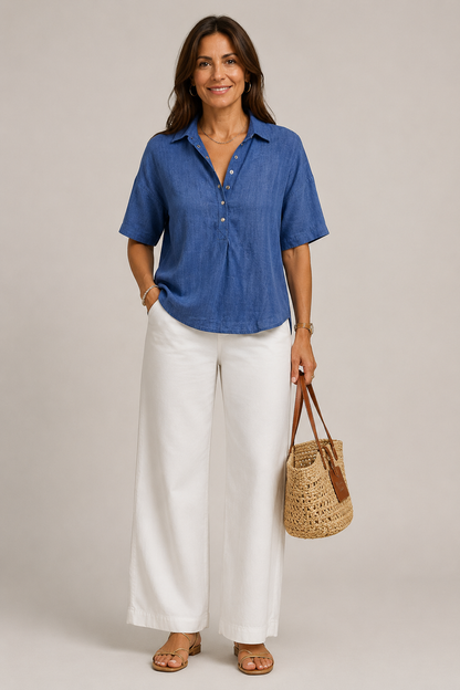 CHIQUE BLOUSE MET KRAAG VOOR VROUWEN