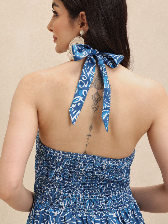 Women's Floral Halterneck Maxi Dress