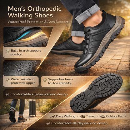 Mens Walking Shoes Orthopedic Waterproof Arch Support