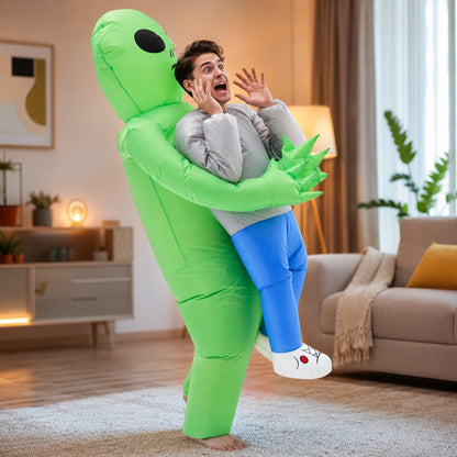 Aufblasbares Alien Kostüm im Entführungs-Look