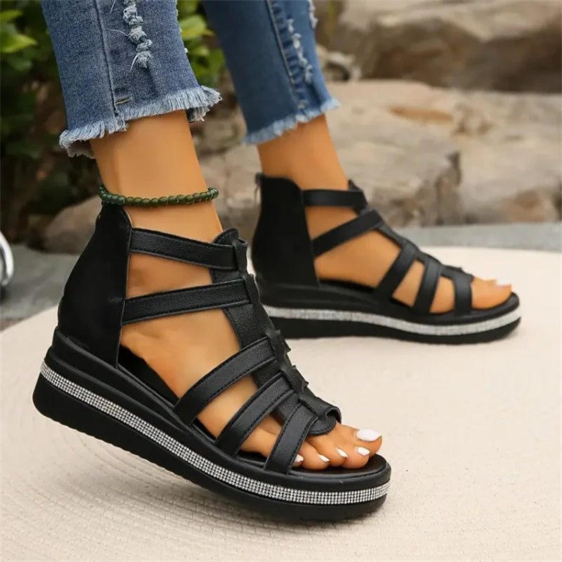 Women's Elegant Rhinestone Wedge Sandals