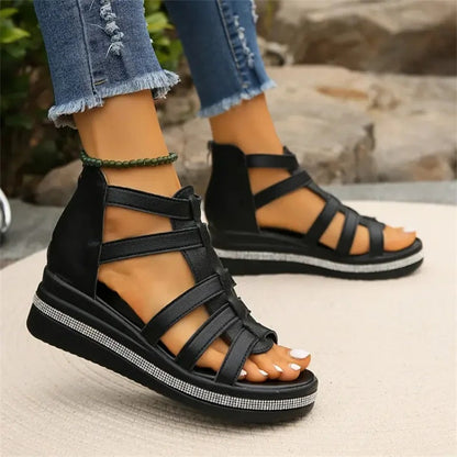 Women's Elegant Rhinestone Wedge Sandals