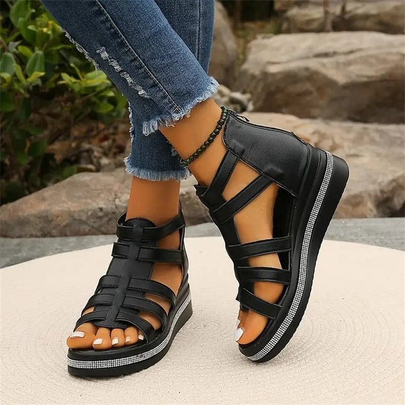 Women's Elegant Rhinestone Wedge Sandals