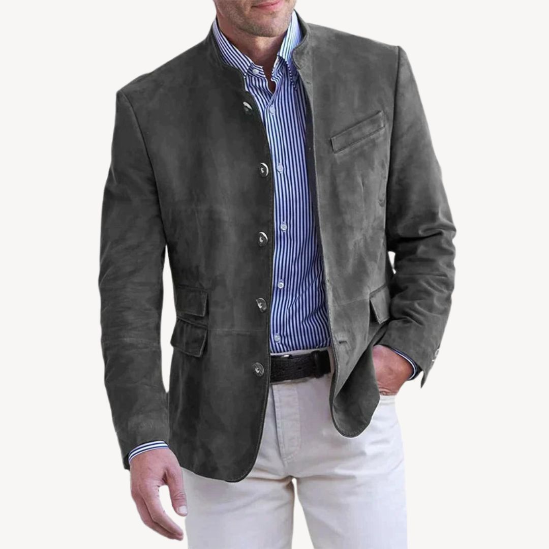 Men's Blazer Jacket with Stand Collar