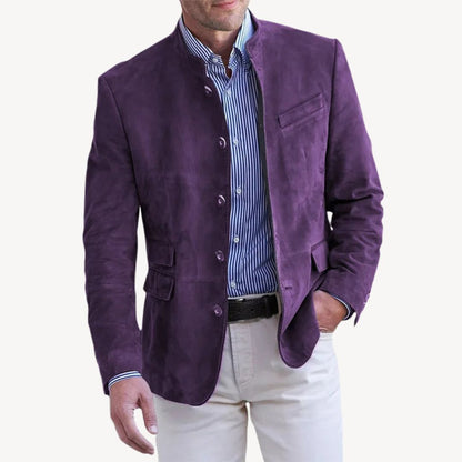Men's Blazer Jacket with Stand Collar