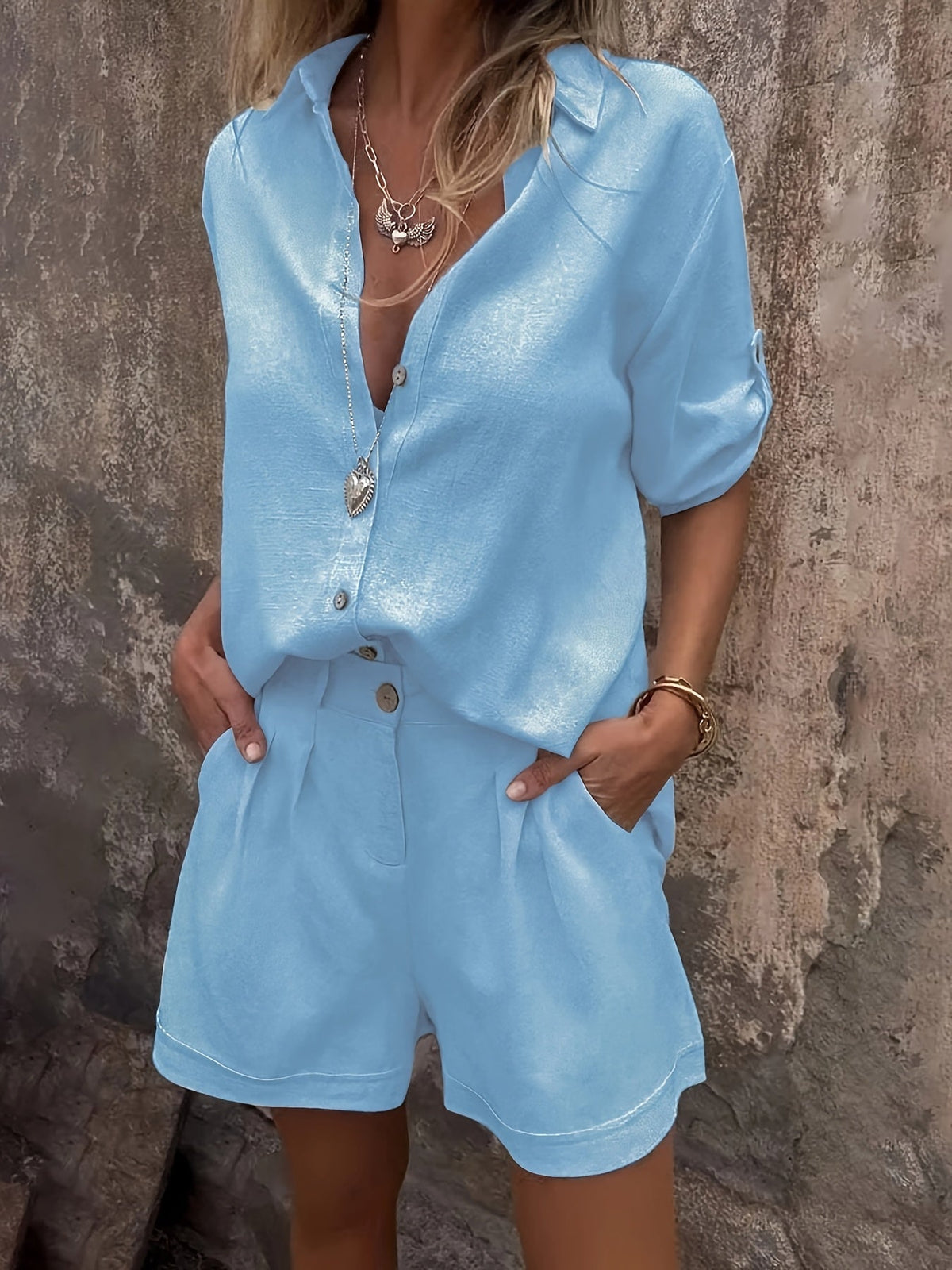 KORTE LINEN SET VOOR VROUWEN