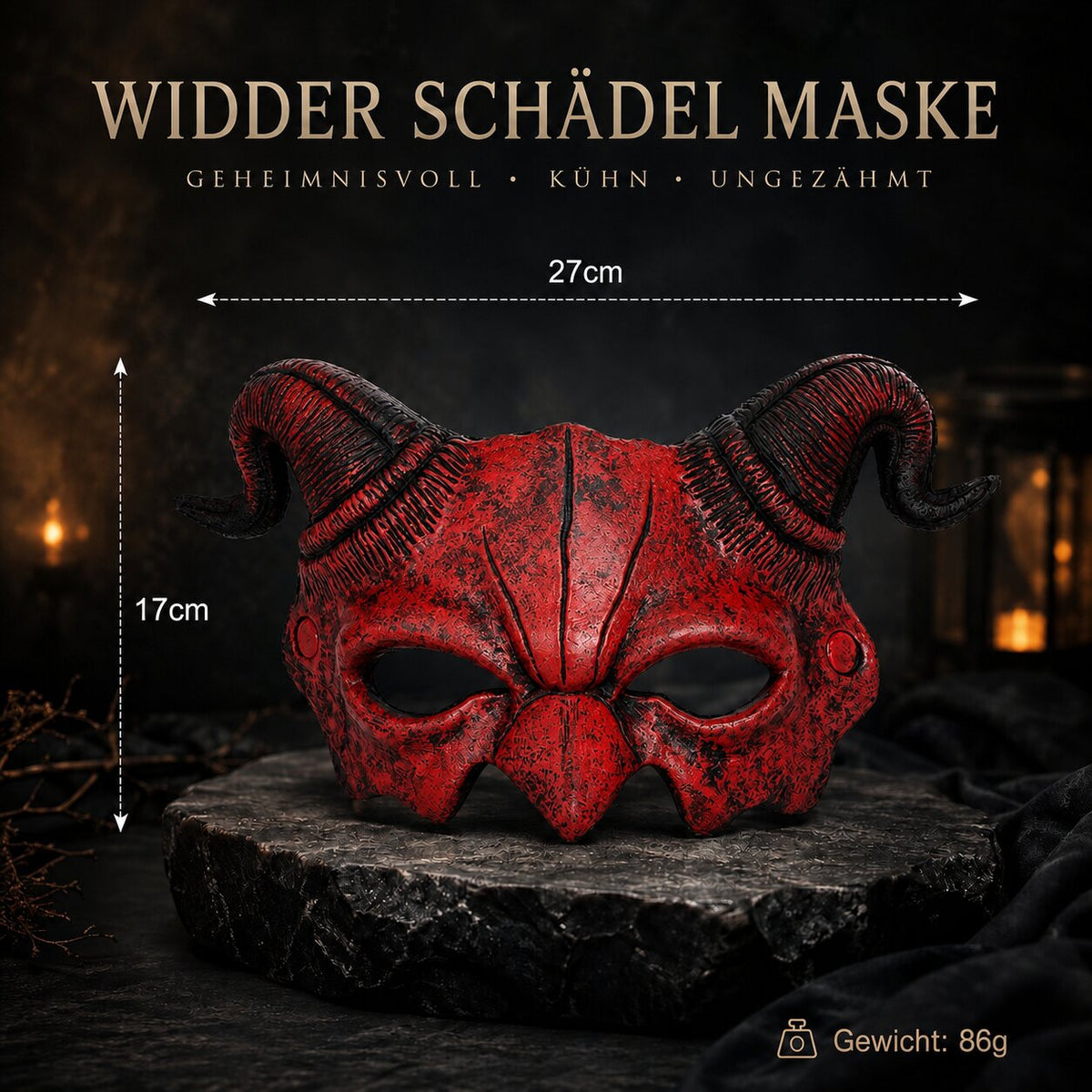 Dämonen Maske mit Hörnern