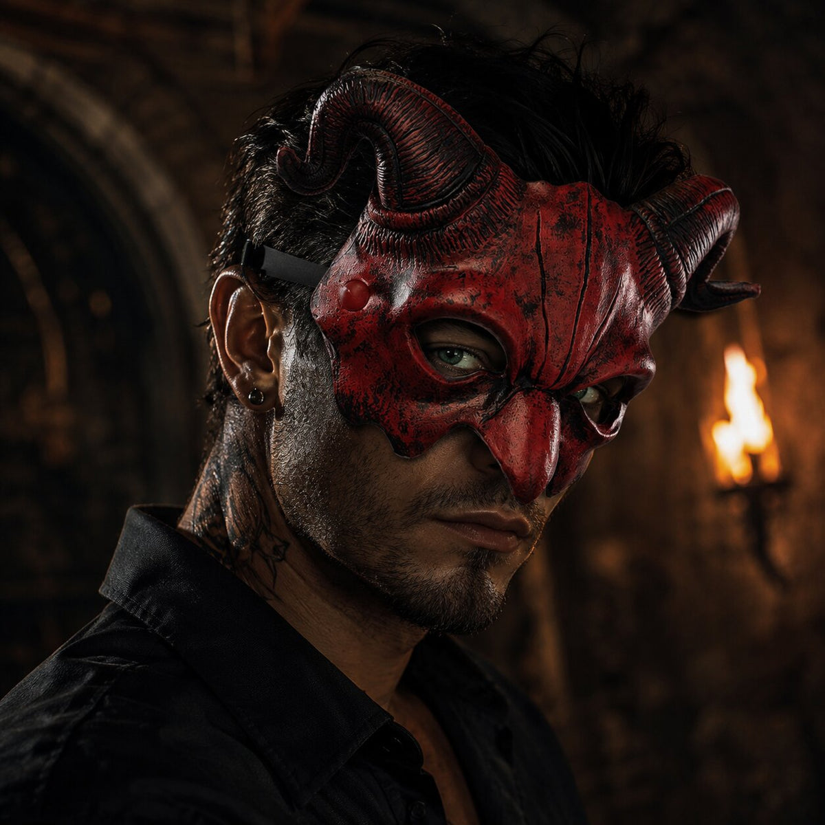 Dämonen Maske mit Hörnern