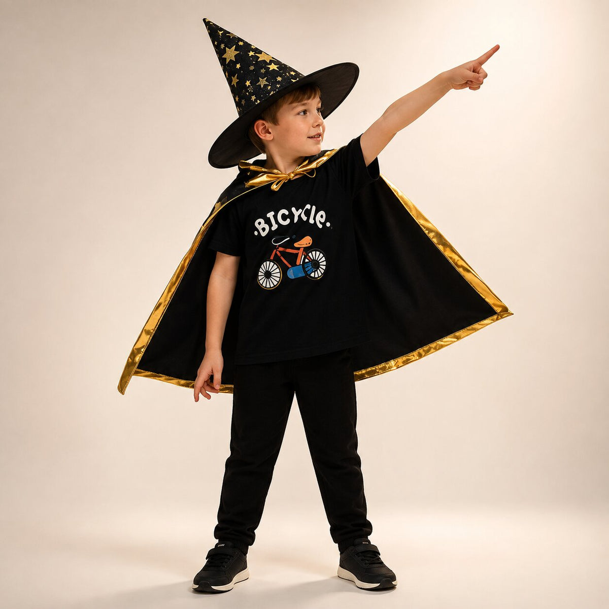 Halloween Kinderkostüm Hexe & Zauberer mit Umhang und Spitzhut