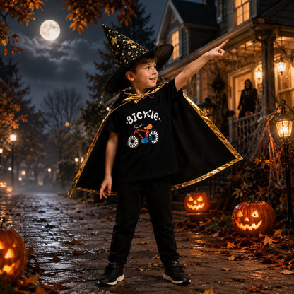 Halloween Kinderkostüm Hexe & Zauberer mit Umhang und Spitzhut