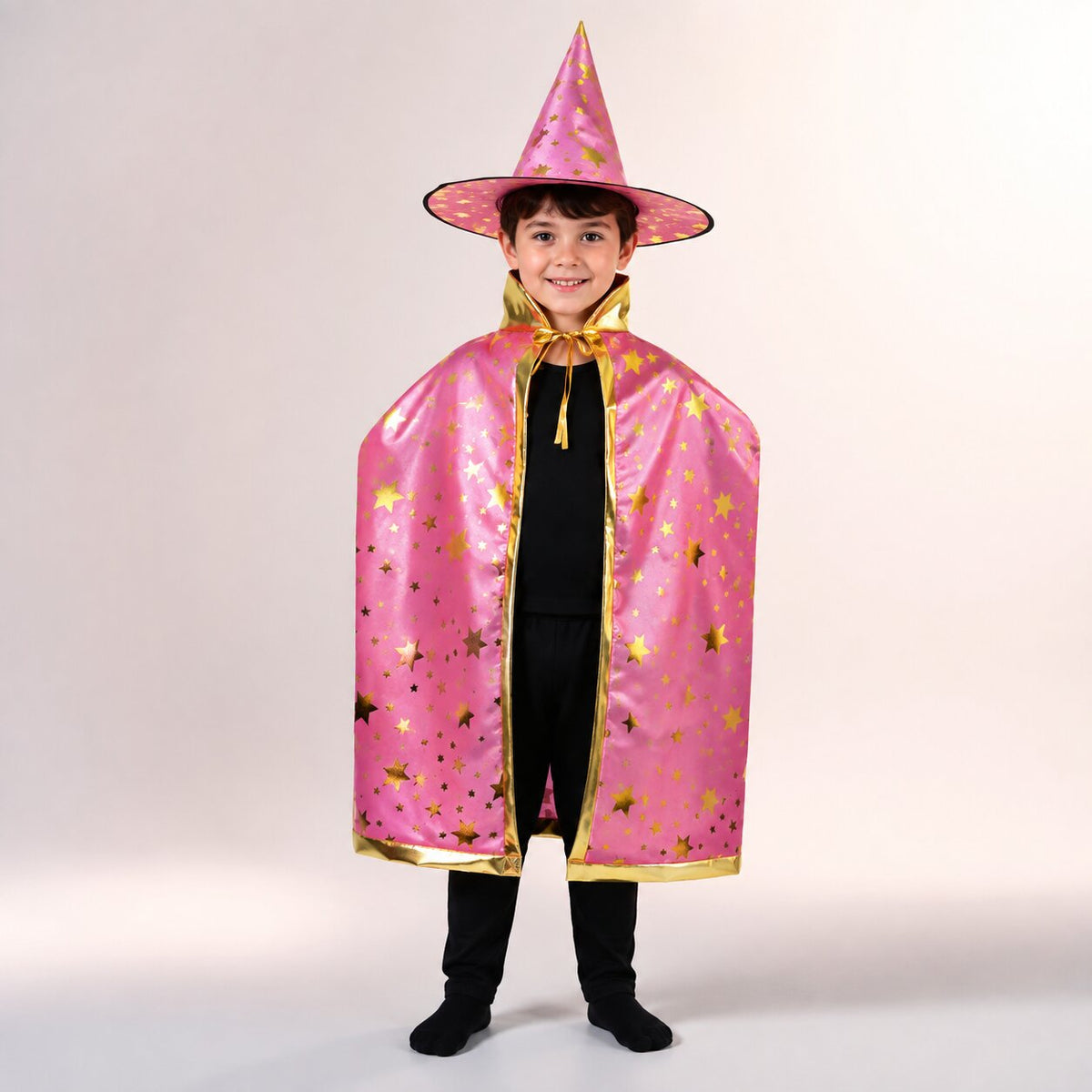 Halloween Kinderkostüm Hexe & Zauberer mit Umhang und Spitzhut