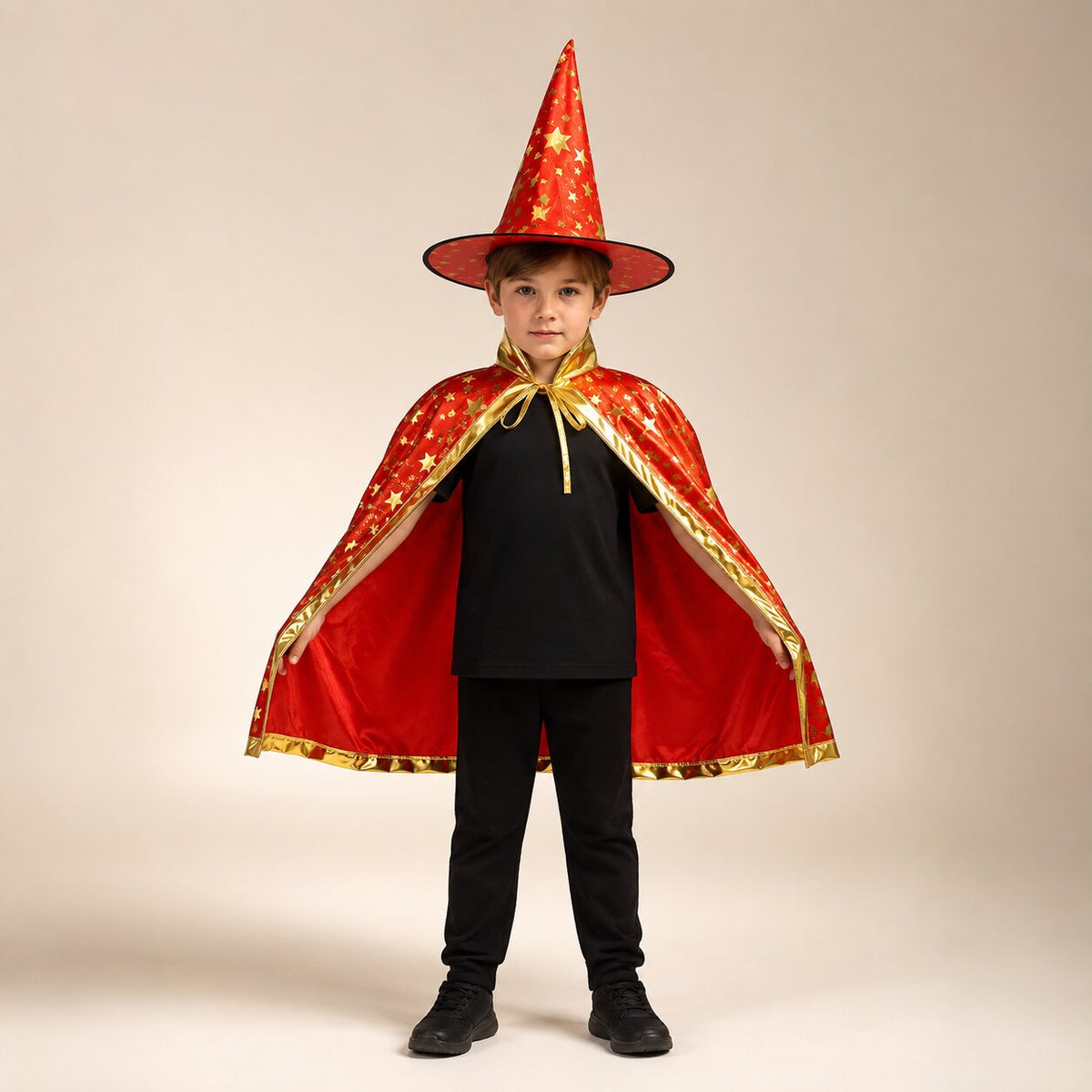 Halloween Kinderkostüm Hexe & Zauberer mit Umhang und Spitzhut