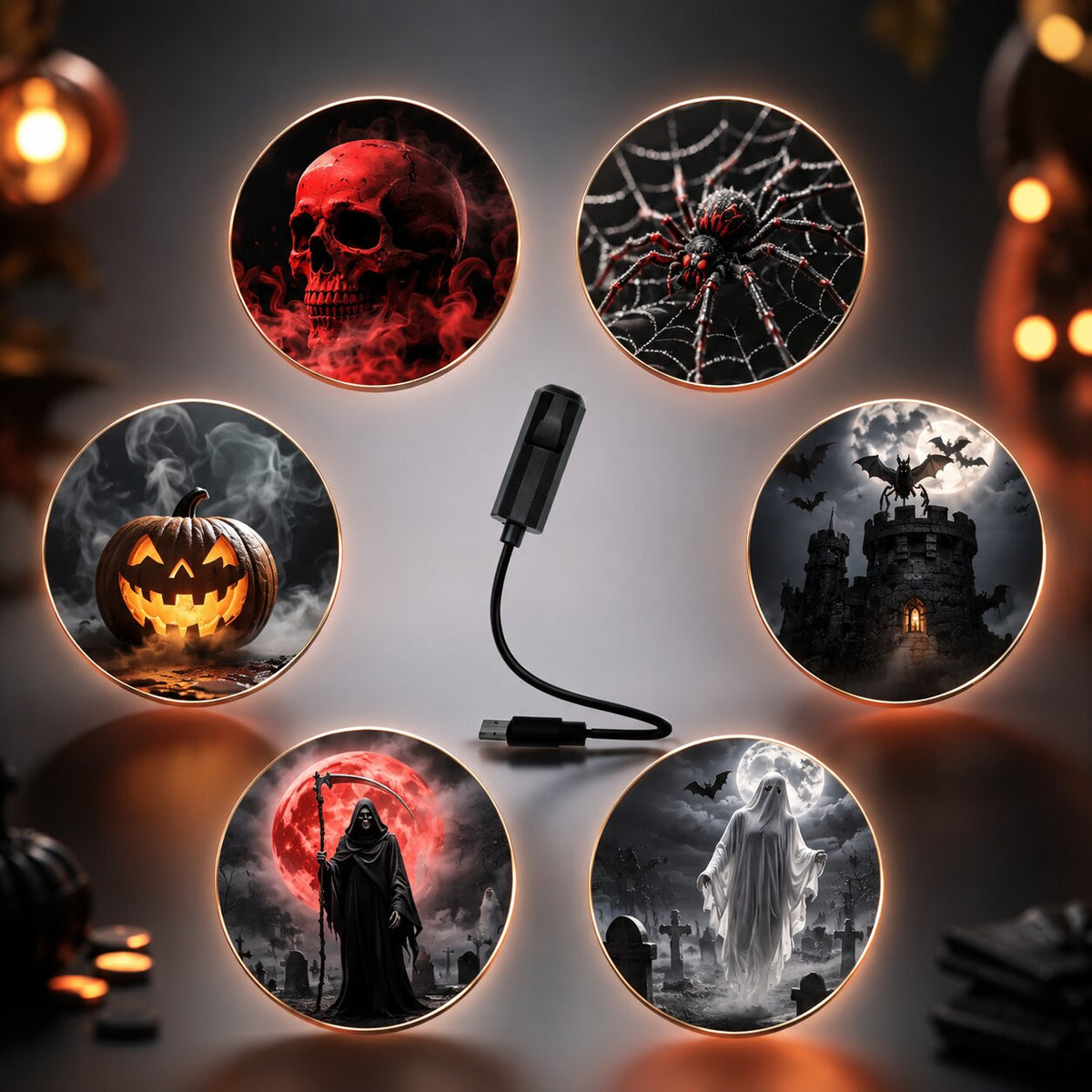 Halloween Projektor mit 6 Gruselmotiven