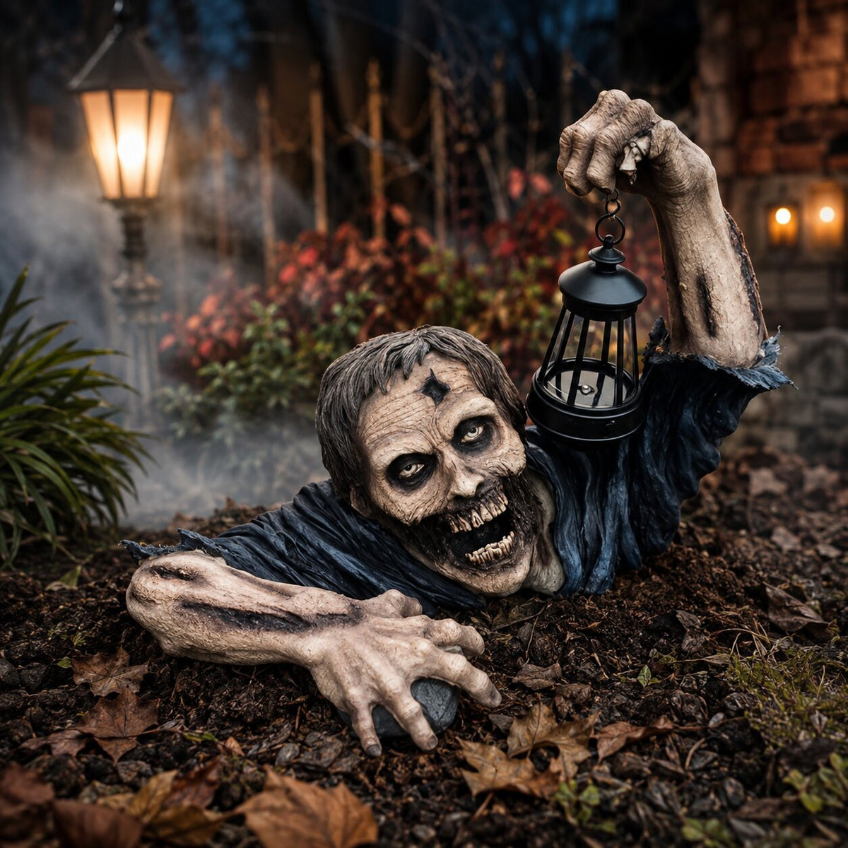 Kriechender Zombie mit LED Laterne