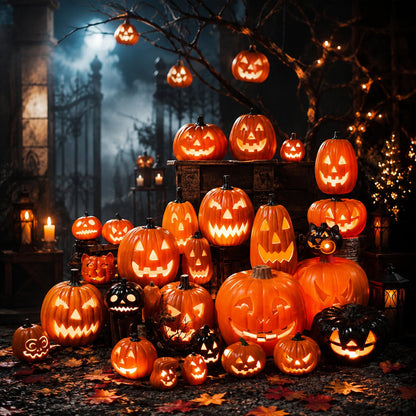 Leuchtende Halloween Kürbis Deko