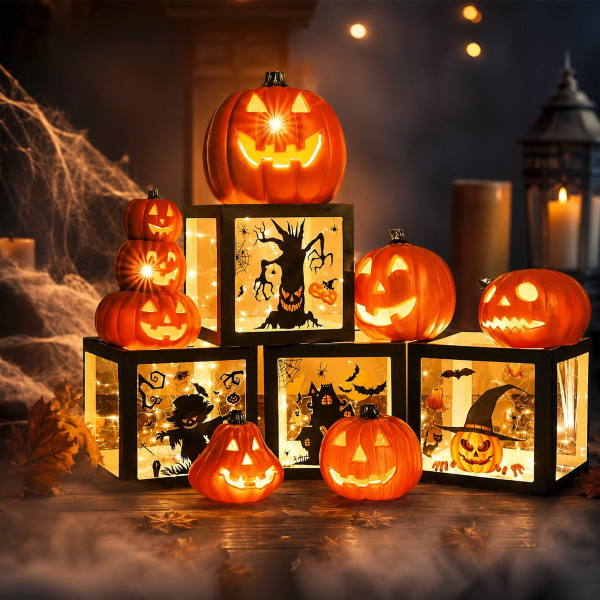 Leuchtende Halloween Kürbis Deko