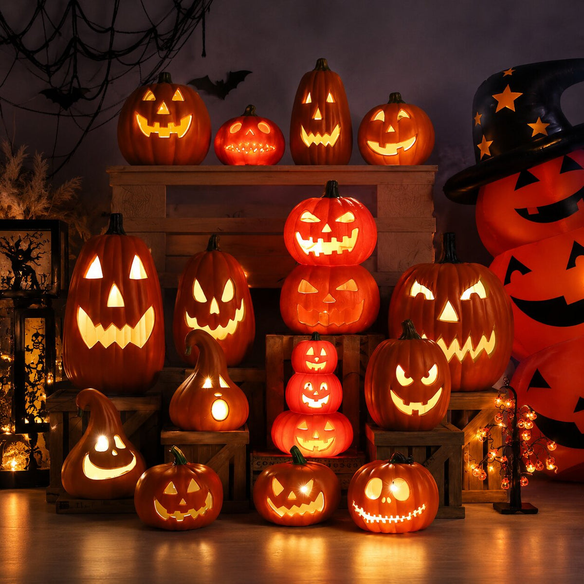 Leuchtende Halloween Kürbis Deko