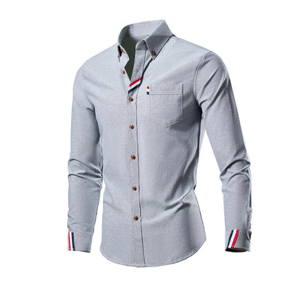 Men's Classic Long-Sleeve Shirt with Button-Down Front