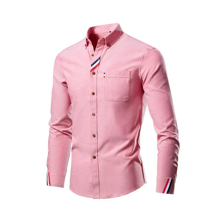 Men's Classic Long-Sleeve Shirt with Button-Down Front