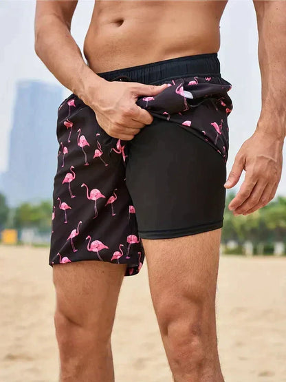 Men's Quick-Dry Swim Shorts with Inner Compression