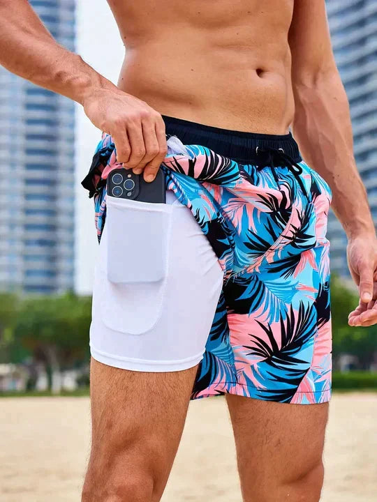 Men's Quick-Dry Swim Shorts with Inner Compression