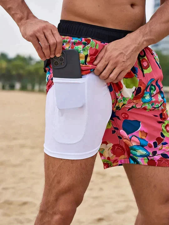 Men's Quick-Dry Swim Shorts with Inner Compression