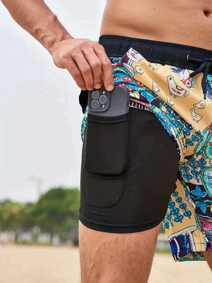 Men's Quick-Dry Swim Shorts with Inner Compression