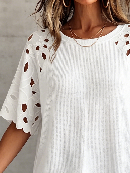 Boho Kwiatowy Haftowany Top z Patchworku