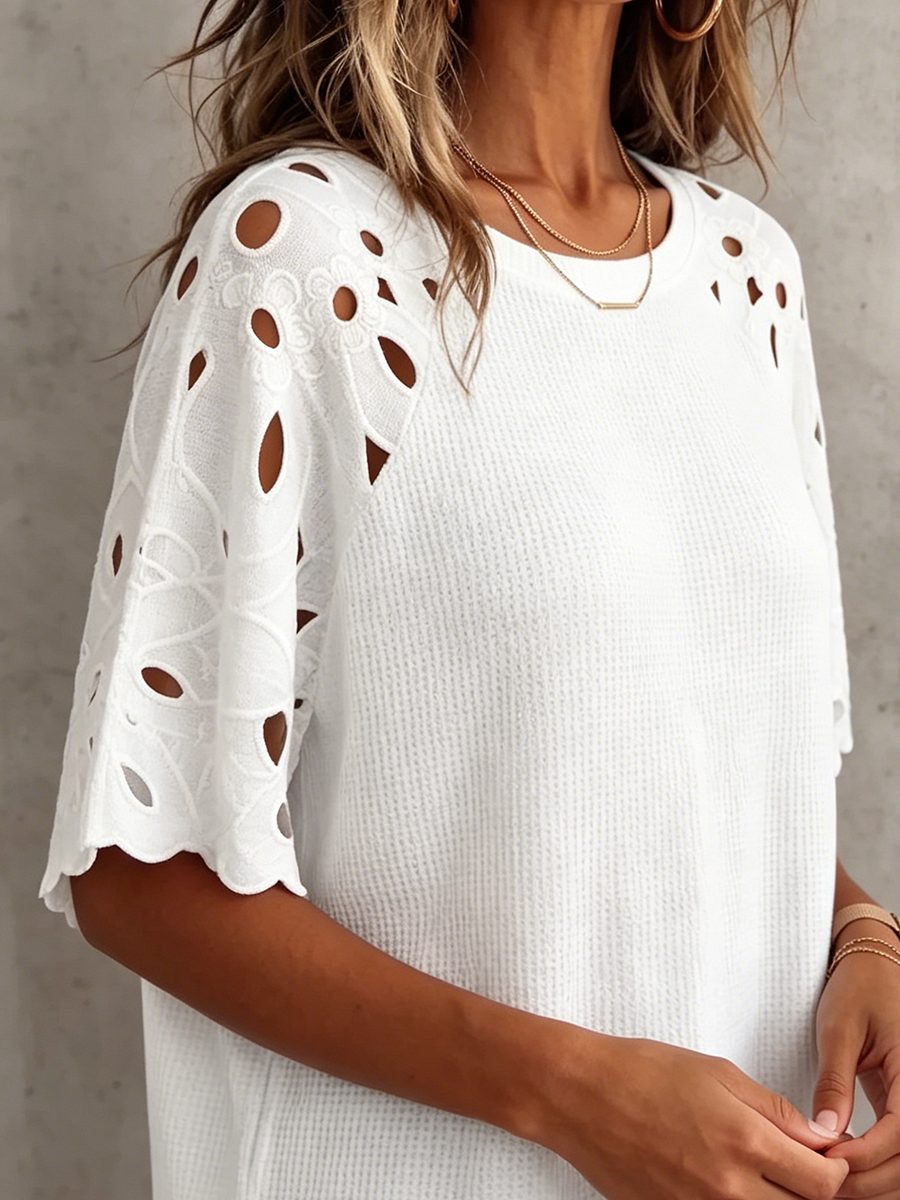Boho Kwiatowy Haftowany Top z Patchworku