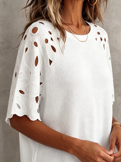 Boho Kwiatowy Haftowany Top z Patchworku