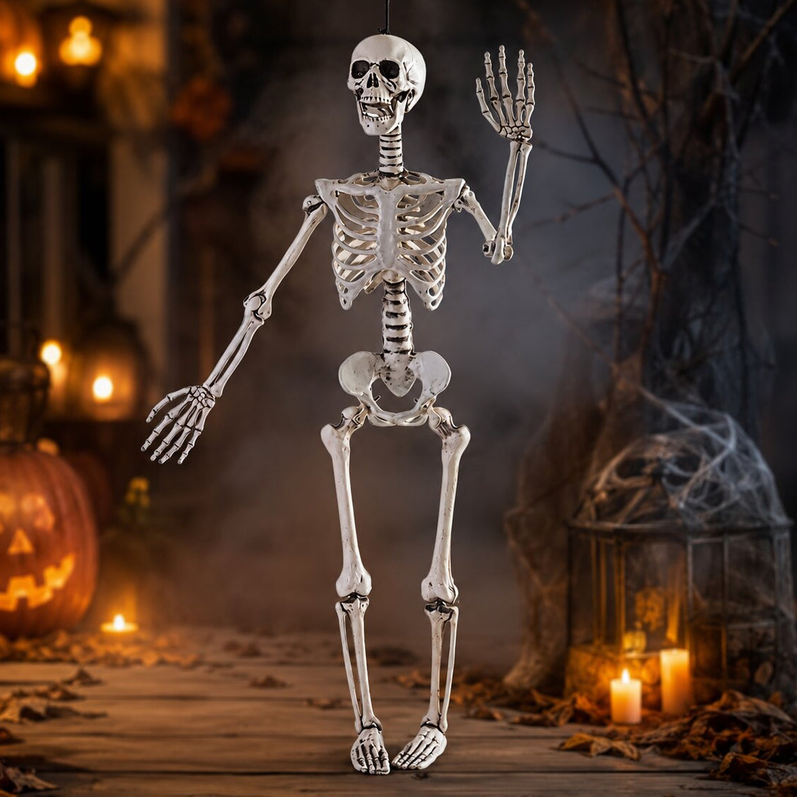 Posierbares Skelett für Halloween