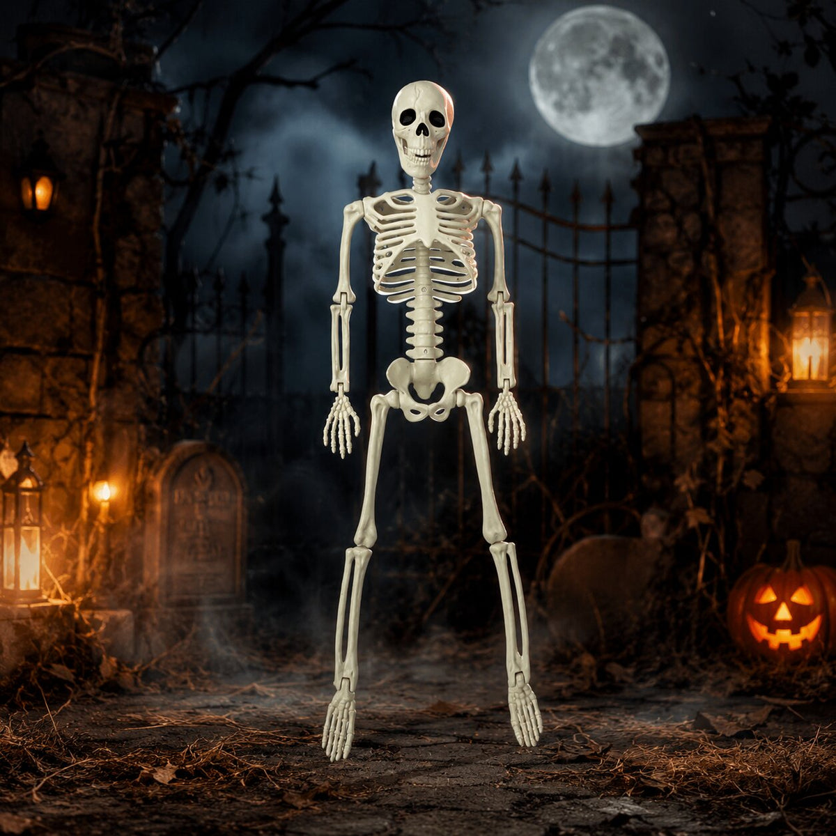 Posierbares Skelett für Halloween