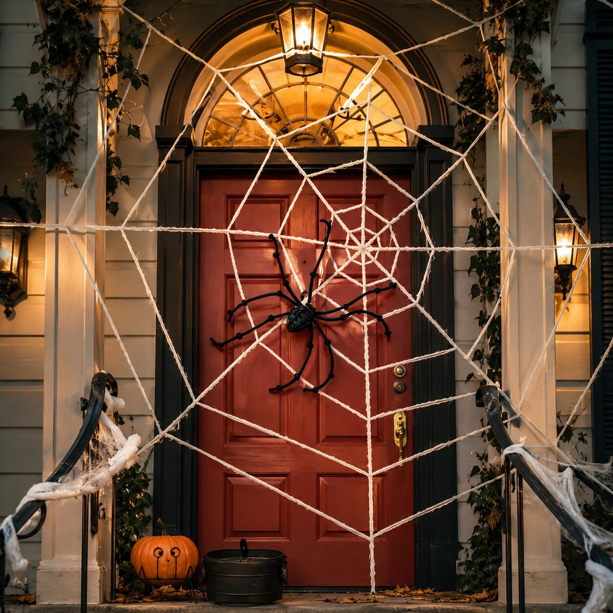 Riesiges Spinnennetz für Halloween Deko
