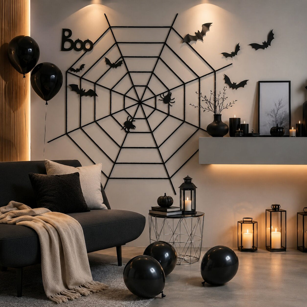Riesiges Spinnennetz für Halloween Deko