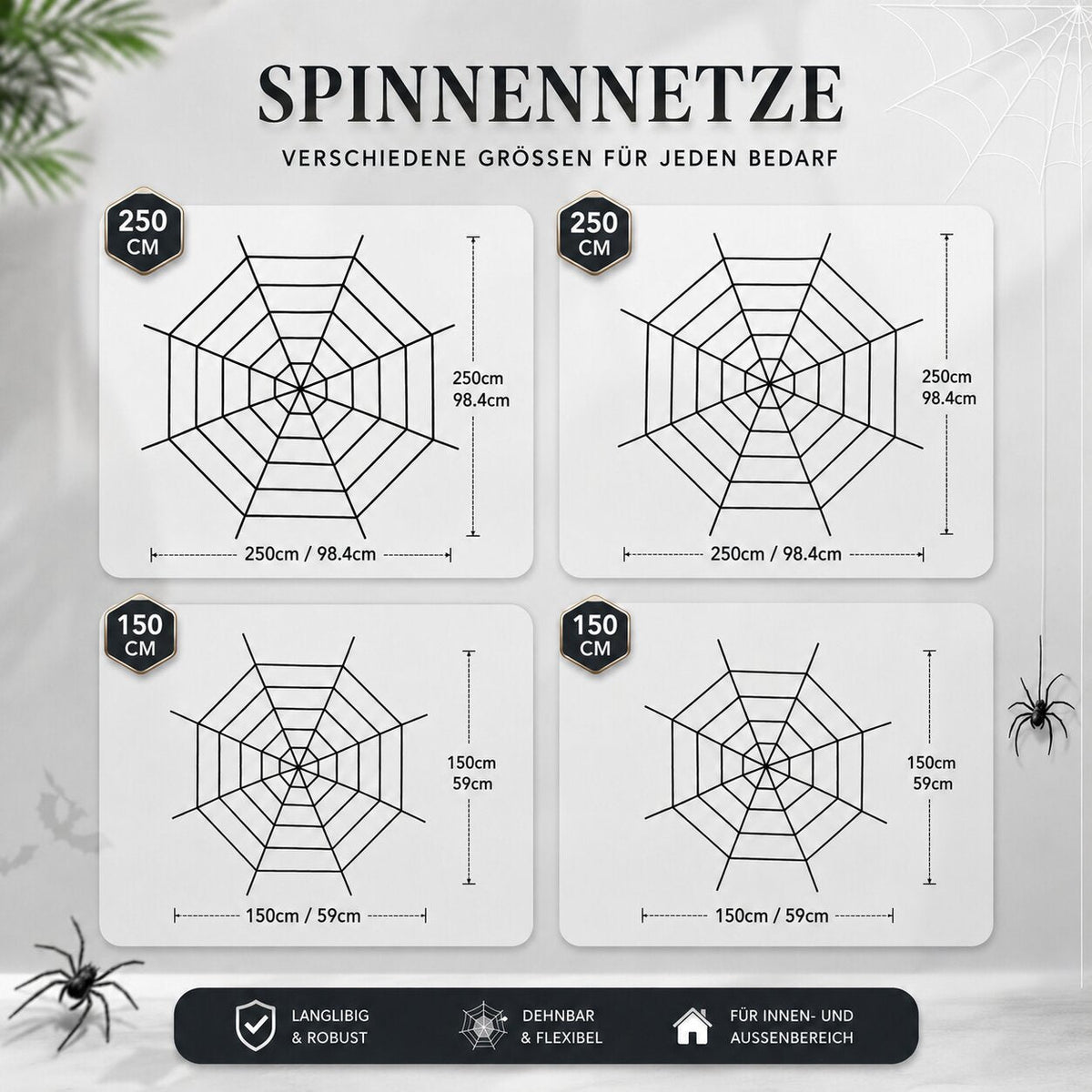 Riesiges Spinnennetz für Halloween Deko