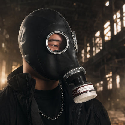 Schwarze Gasmaske für Halloween