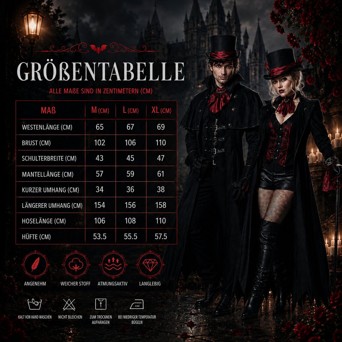 Vampir Halloween Kostüm für Damen & Herren