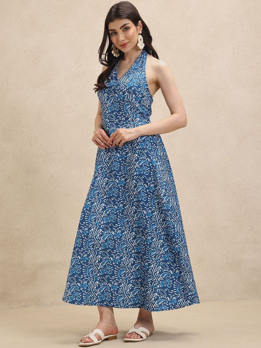 Women's Floral Halterneck Maxi Dress