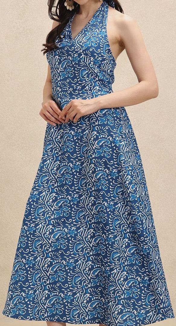 Women's Floral Halterneck Maxi Dress